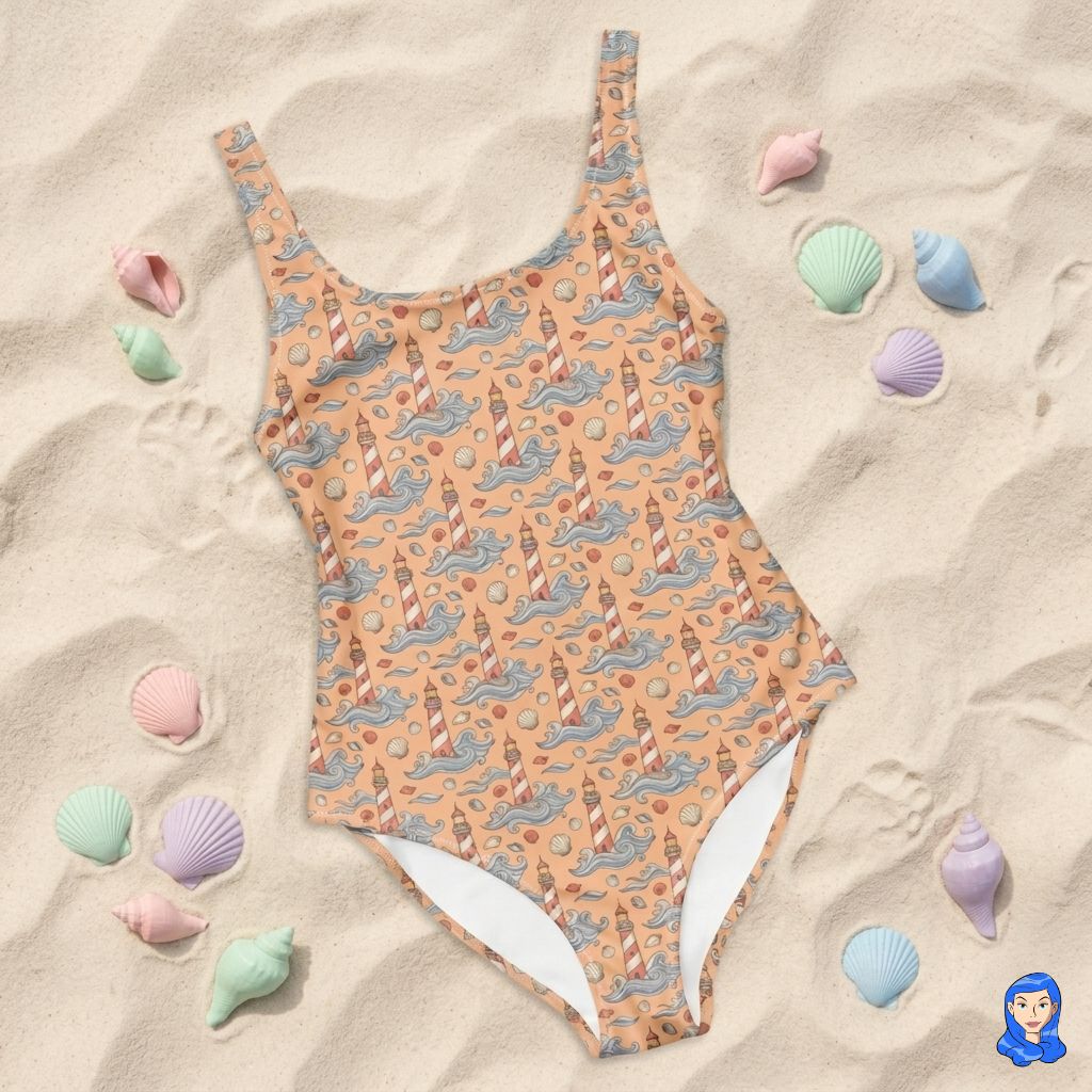 Wavy Lighthouse One-Piece Swimsuit - Image 8